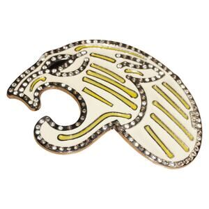 Vintage Rhinestone Tiger Head Belt Buckle – Yellow & White Enamel
